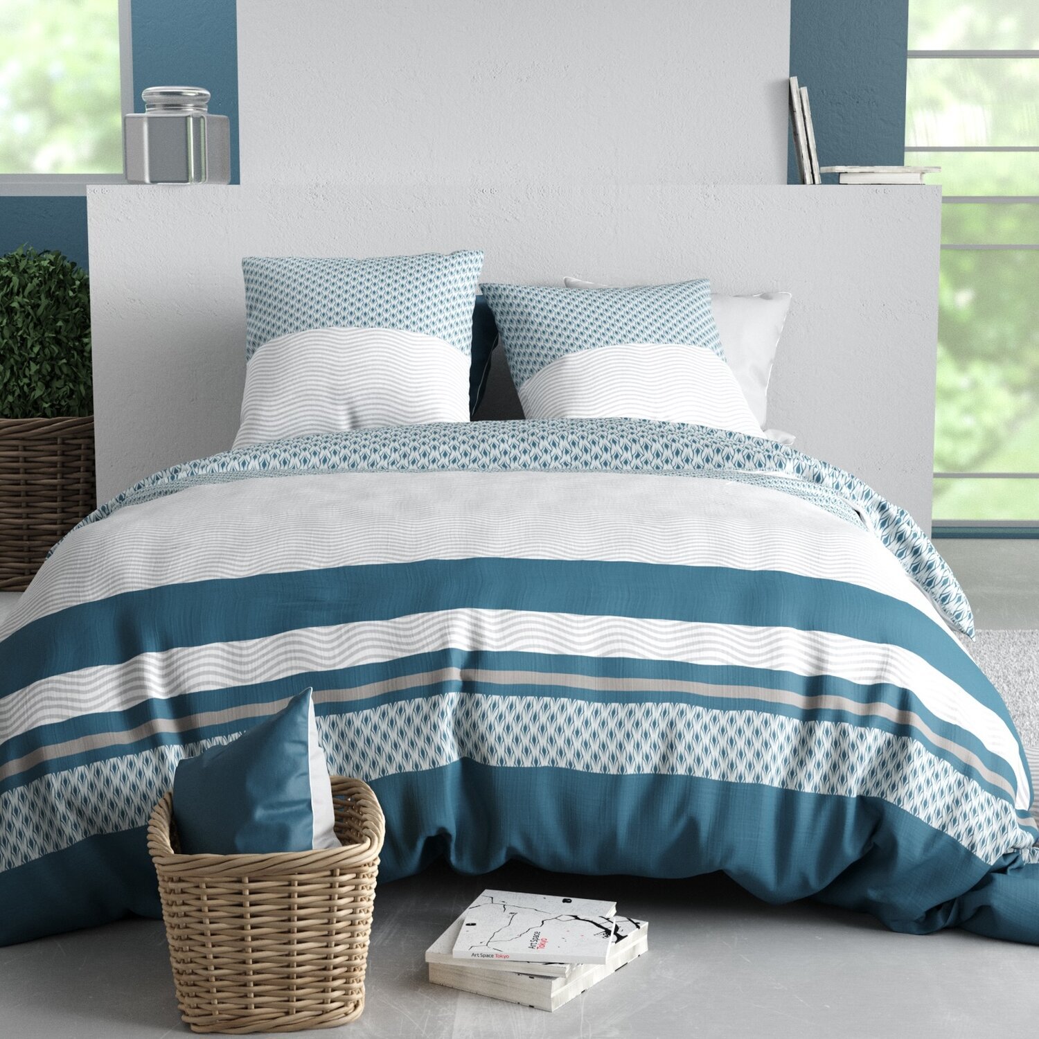 Parure housse de couette imprimé 100% coton - nocturne