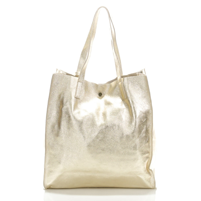 Borse Donna colore Dorato-in pelle Made in Italy 34x28x12cm