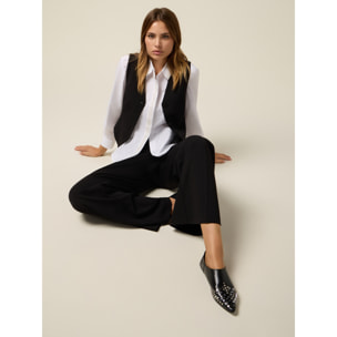 Oltre - Pantalones palazzo de tejido crepé - Negro