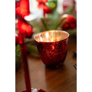 J-Line bougeoir - verre - rouge/vert - 2 pcs