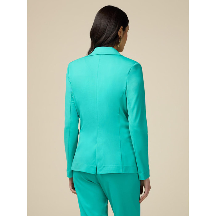 Oltre - Blazer doble botonadura de tejido de punto - Green Water