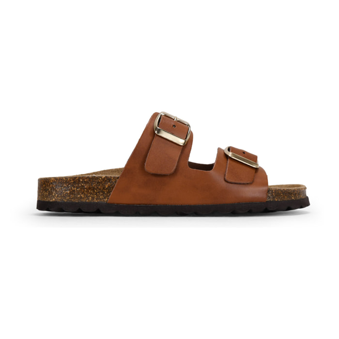 Sandalias planas de piel marrones