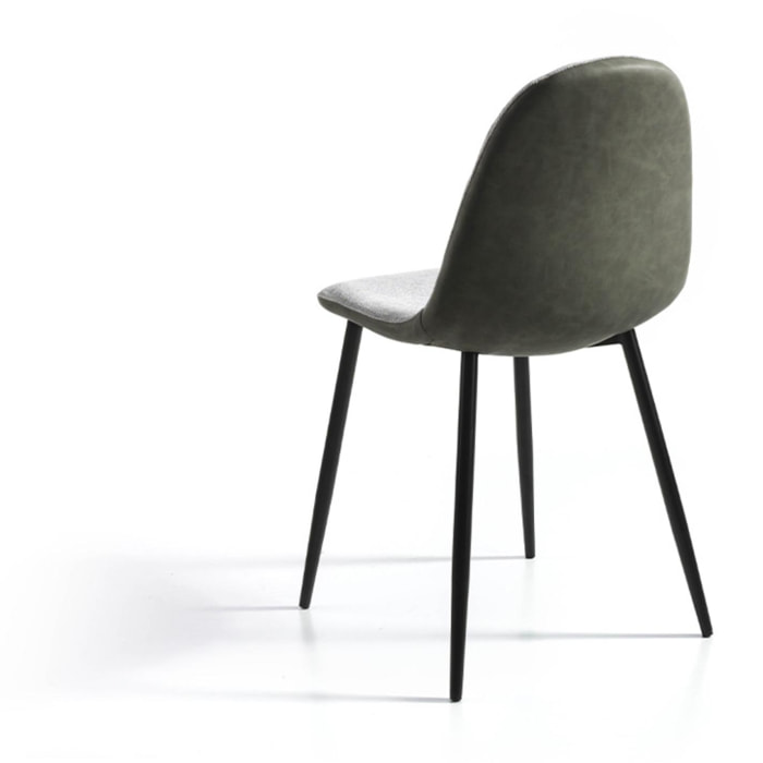 Set 4 sillas VIRGINIA - tela verde claro y polipiel verde , negro - 45x53x87cm