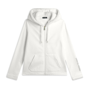 Felpa donna con cappuccio in tessuto teddy e chiusura zip