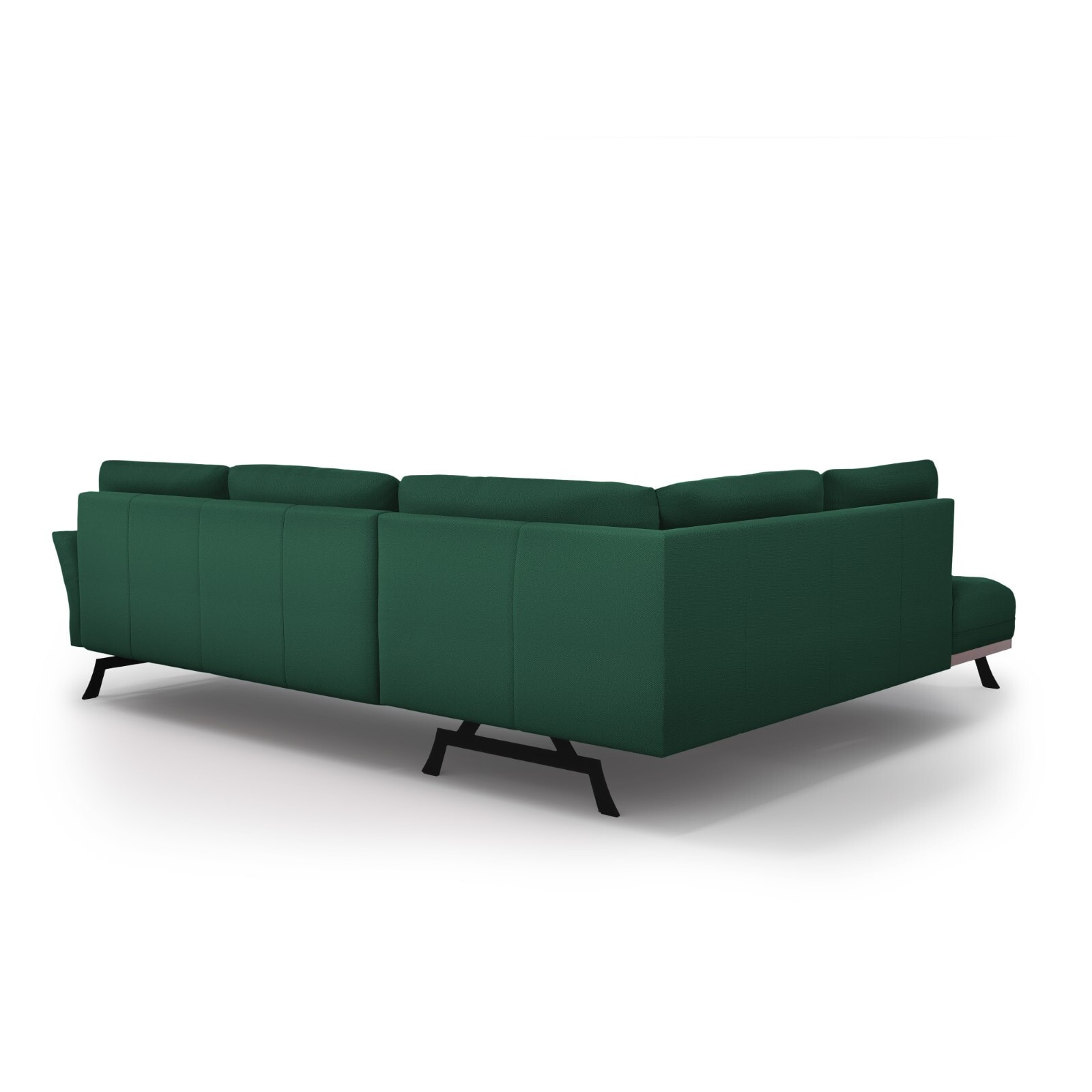 Canapé d'angle gauche convertible "Olivier" 5 places en tissu structurel vert