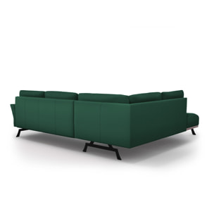Canapé d'angle gauche convertible "Olivier" 5 places en tissu structurel vert