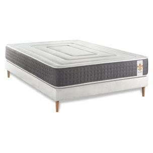 Ensemble Matelas Vingt-Six - 26cm - Ressorts ensachés et mémoire de forme - Soutien point par point - Sommier kit Blanc
