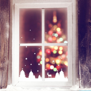 Stickers électrostatiques frise de Noël - Autocollants adhésifs fenêtres noël - décoration fêtes