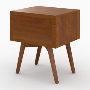 Table de chevet  en bois de teck, 1 niche et 1 tiroir - Waya