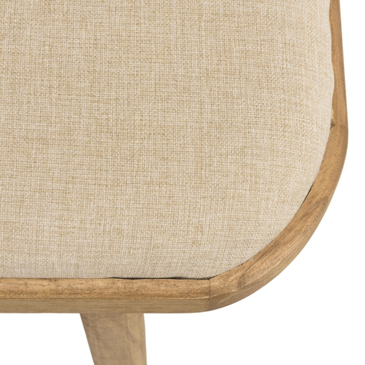AMY - Banc 1 place avec coussin beige en bois de mindi et rotin
