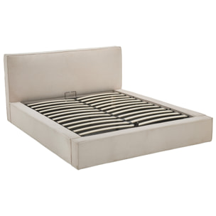 Topaze - lit coffre - 160x200 cm - sommier inclus - velours côtelé - Beige