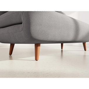 Lumi - Banquette convertible clic-clac 2 places en velours côtelé - Gris