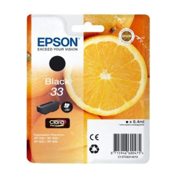 Cartouche d'encre EPSON T3331 Noire Premium Série Orange