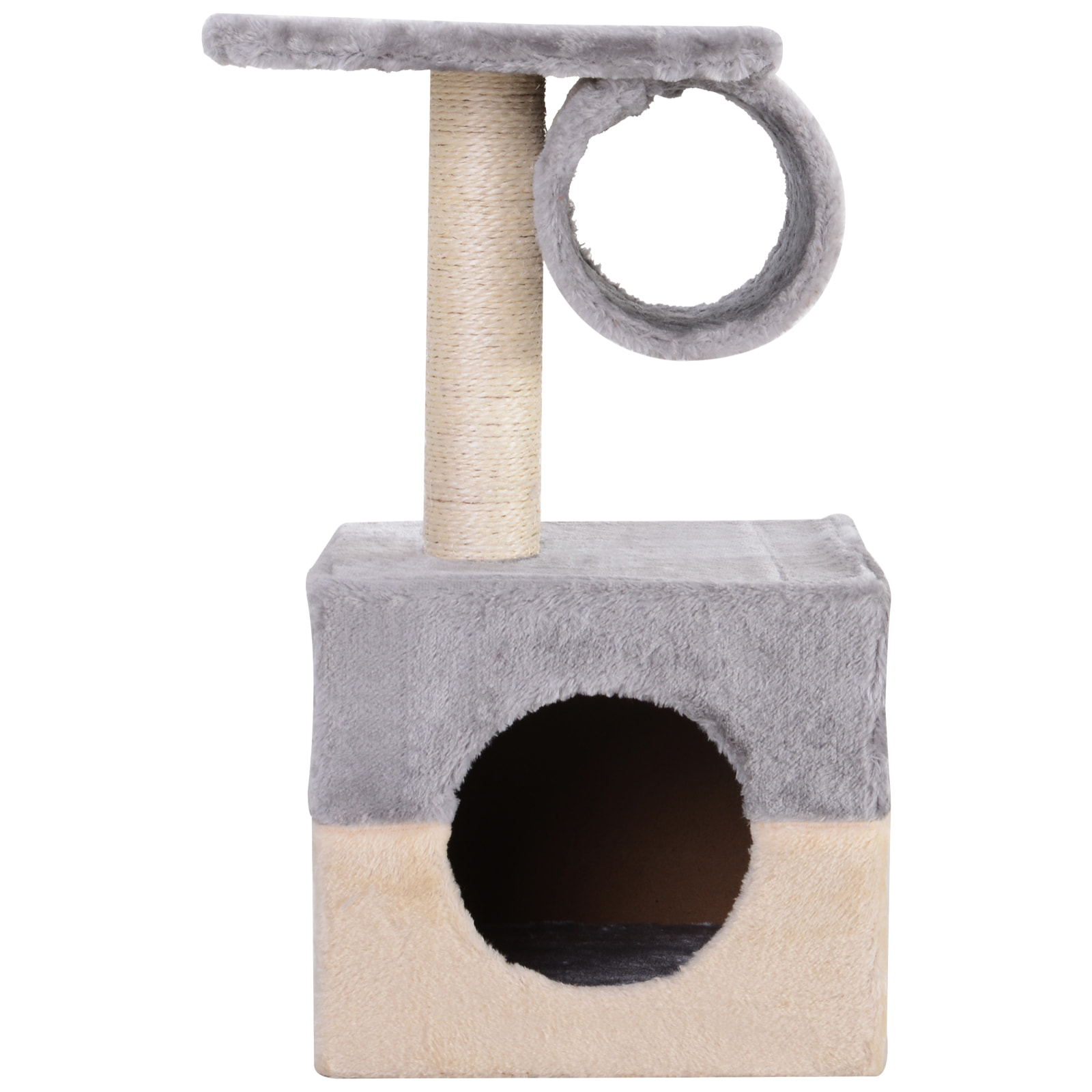 Rascador árbol para Gatos de Felpa 31x31x58cm Gris y Crema