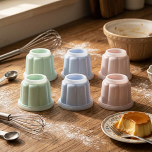 Lot de 6 moules à flans avec couvercle 6,3 x 7,5 cm Dr. Oetker Rétro