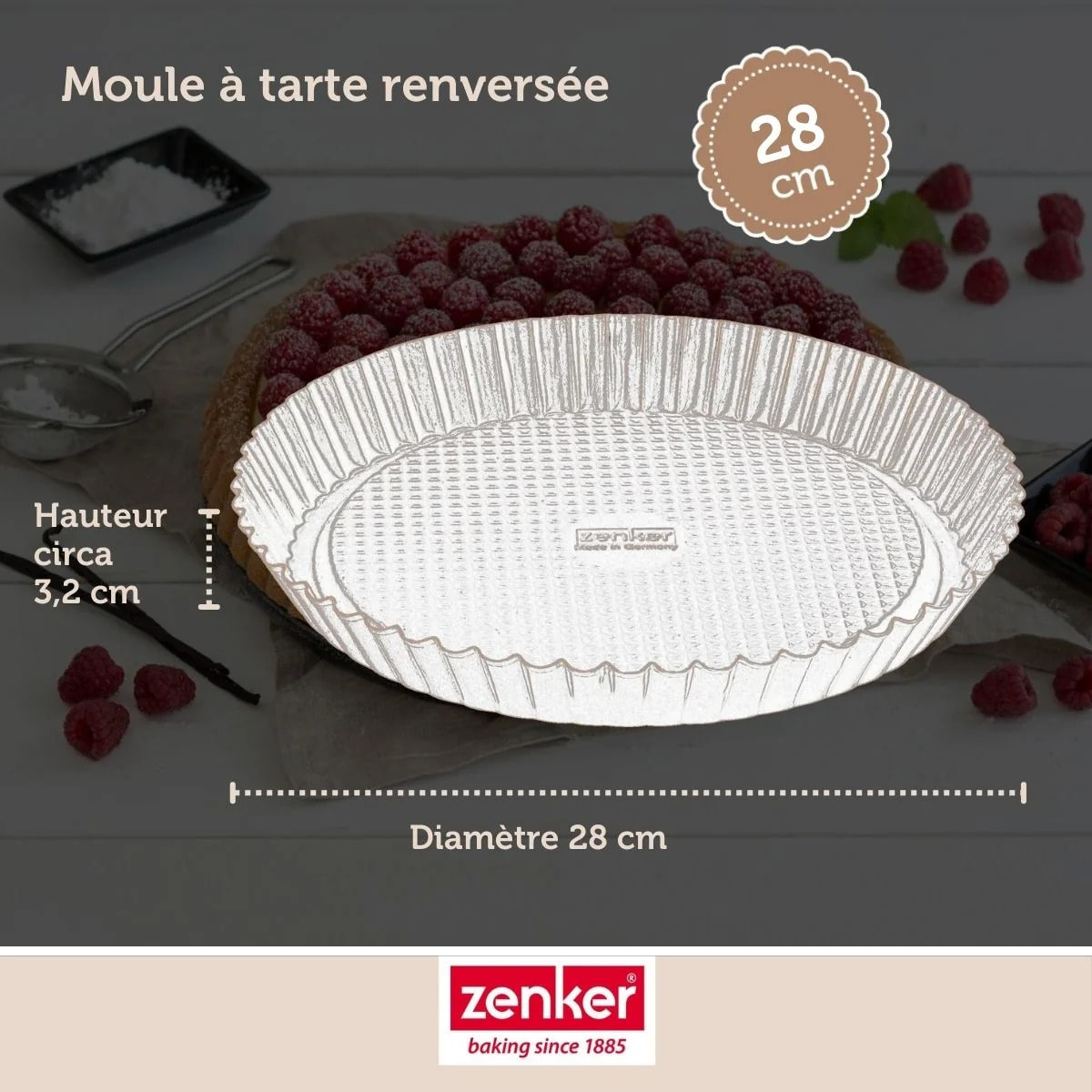 Set pâtisserie avec moule à tarte renversée, 2 bols à mixer, verre mesureur et spatule Zenker