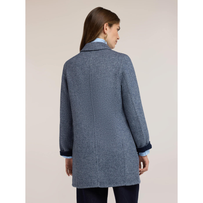 Motivi - Abrigo reversible en mezcla de lana doble - Azul