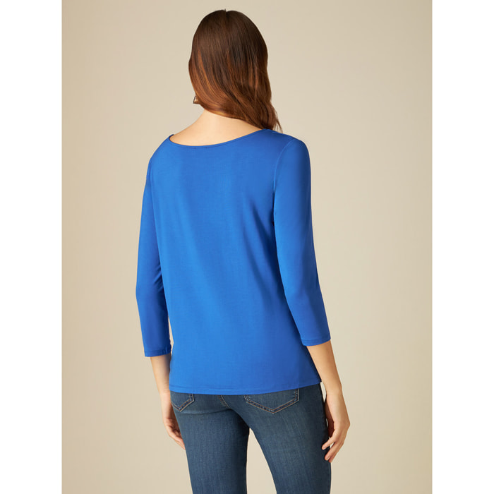 Oltre - T-shirt con inserto in raso - Bluette