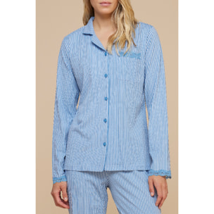 Pigiama donna lungo cotone azzurra Noidinotte