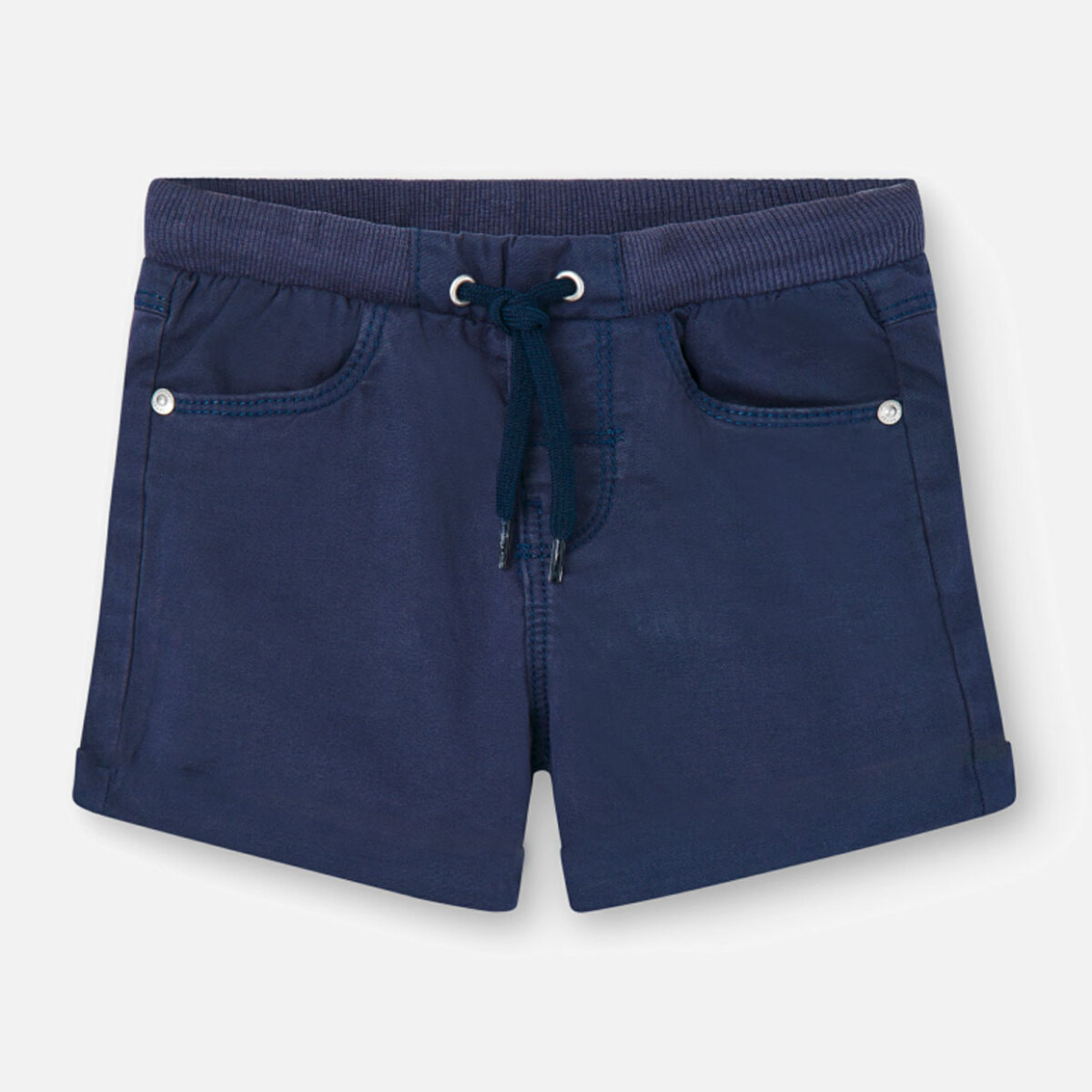 Bermudas para niÃ±o en liso de color azul marino, Camiseta