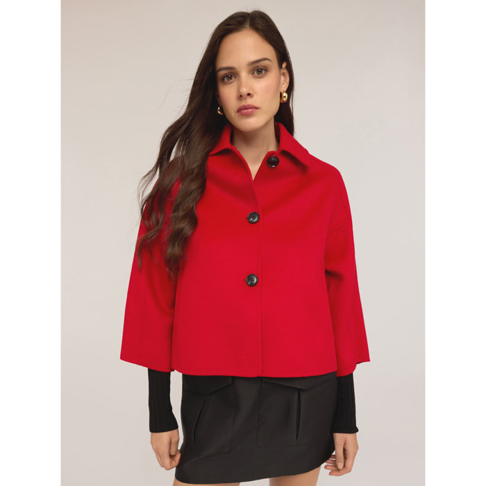 Motivi - Capa corta de paño de mezcla de lana - Rojo