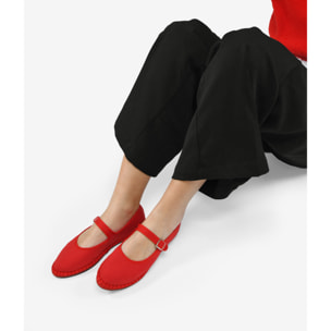 Bailarinas rojas en canvas con tira al empeine