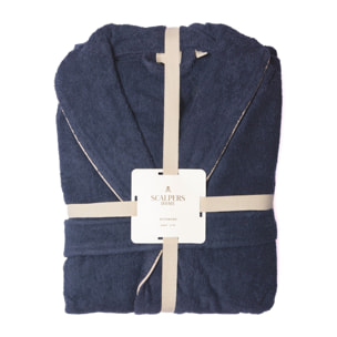 Scalpers albornoz liso con ribete y detalle bordado azul marino talla l-xl