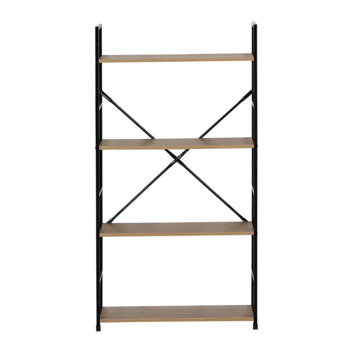 Etagère 4 rangements 112 cm bois et noir MALIKA