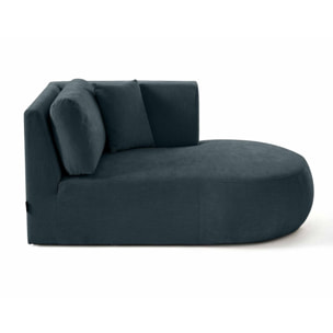 Santorini - module d'assise méridienne droit - en tissu texturé - Bleu grisé