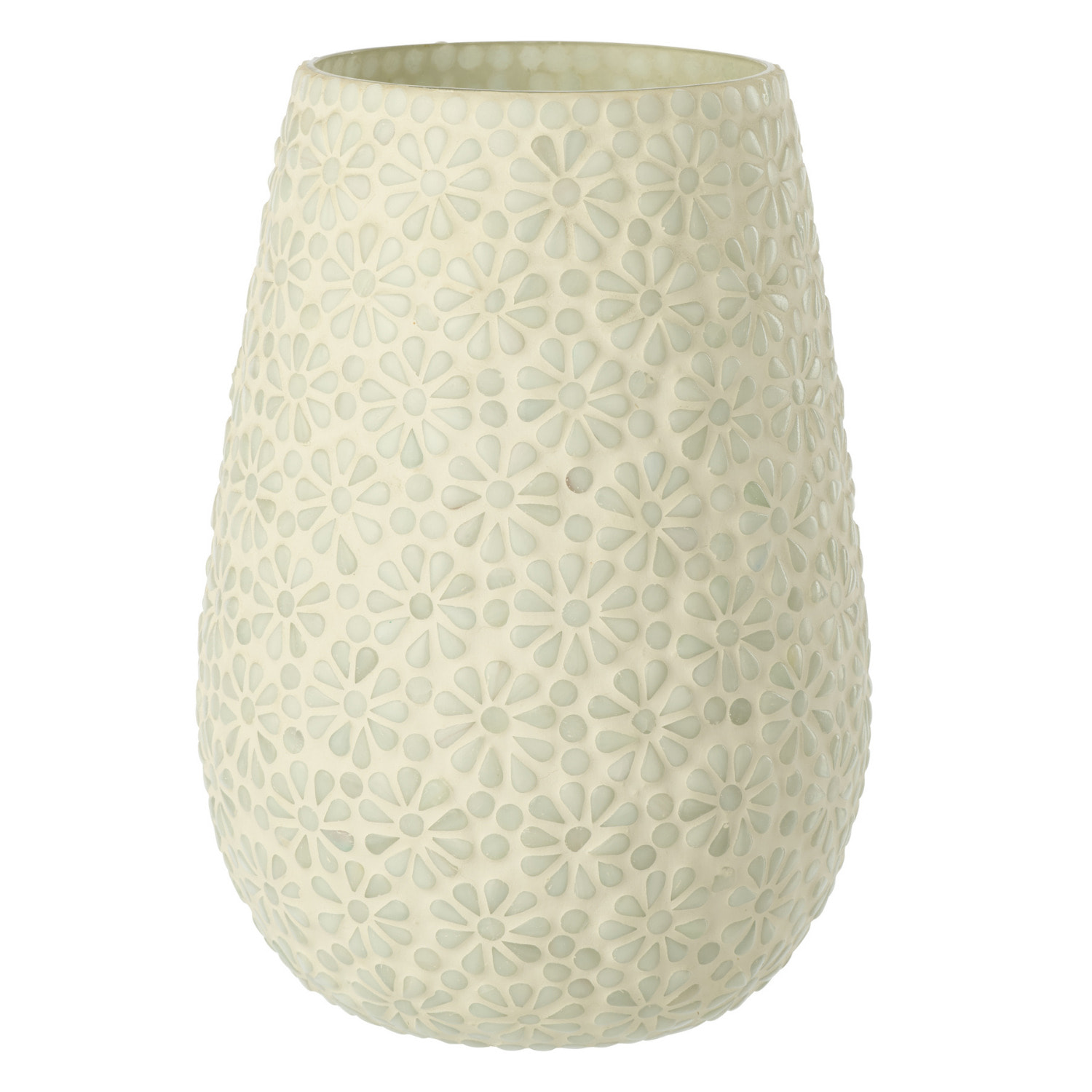 J-Line Vase Mosaïque - verre - blanc/vert clair