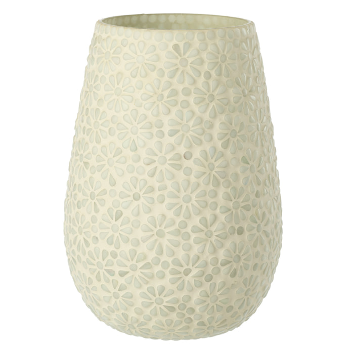 J-Line Vase Mosaïque - verre - blanc/vert clair
