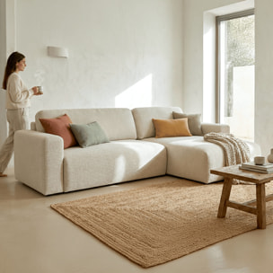 Canapé d'angle convertible 4 places en tissu - DAVIS