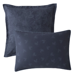 Taie d'oreiller satin de coton imprimé bleu Marronniers bleu