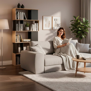 Libreria Moderna a Giorno Con Design Geometrico Asimmetrico Libreria Salvaspazio Ideale Per Soggiorno Studio E Ufficio 80x29.5x173.5 cm Rovere e Nero