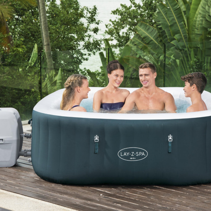 Bestway Spa gonflable carré Lay-Z-Spa Ibiza AirJet 4-6 personnes