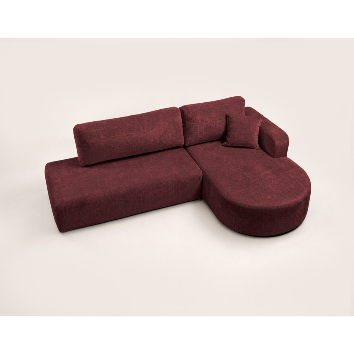 Miro - Canapé d'angle droit 4 places convertible avec coffre en velours texturé - Prune
