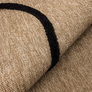 Tapis intérieur effet jute THOMAS. motif graphique en relief noir. 160 x 230 cm