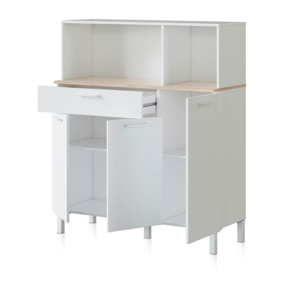 Alacena cocina Colin 3 Puertas Blanco Artik (Blanco Mate) - Roble Canadian