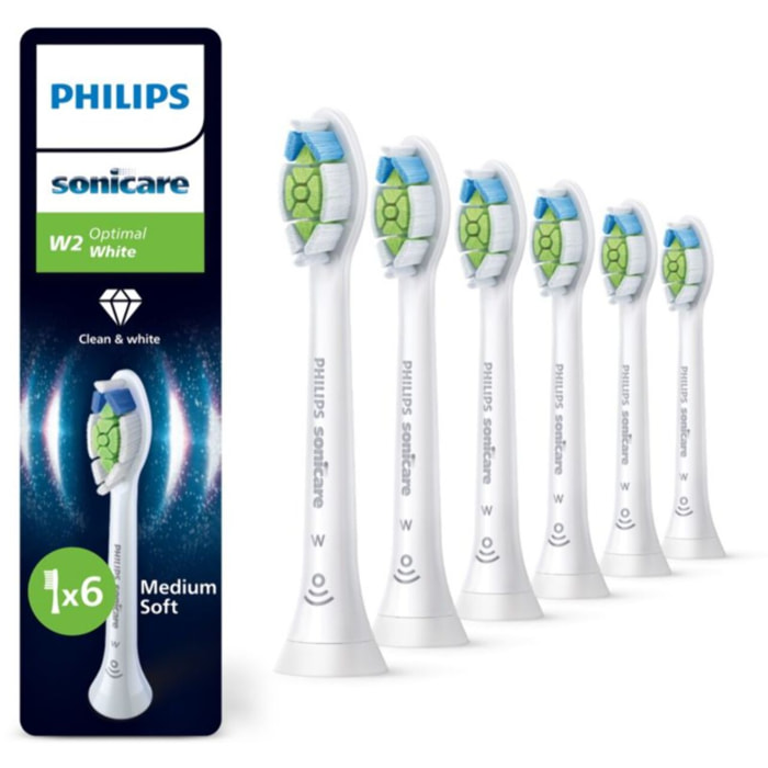 Brossette dentaire PHILIPS Sonicare lot de 6 - HX6066/87 white Optimal W2