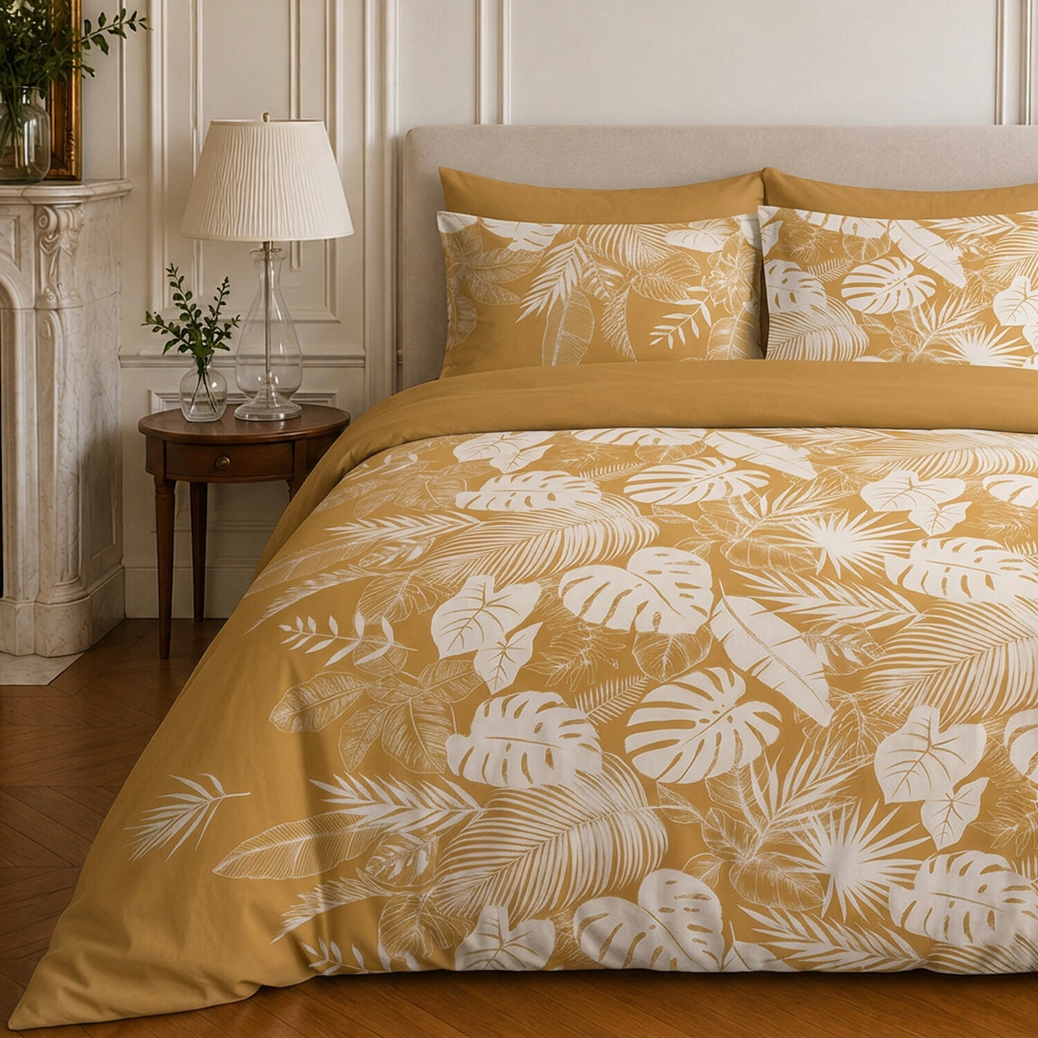 Parure housse de couette 100% coton motif tropical - LEAVES