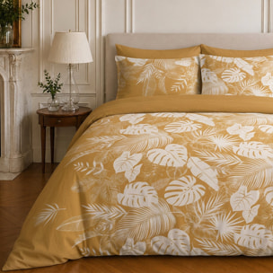 Parure housse de couette 100% coton motif tropical - LEAVES