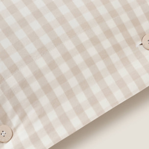 Funda almohada algodón cuadros Kimcuad color gris piedra