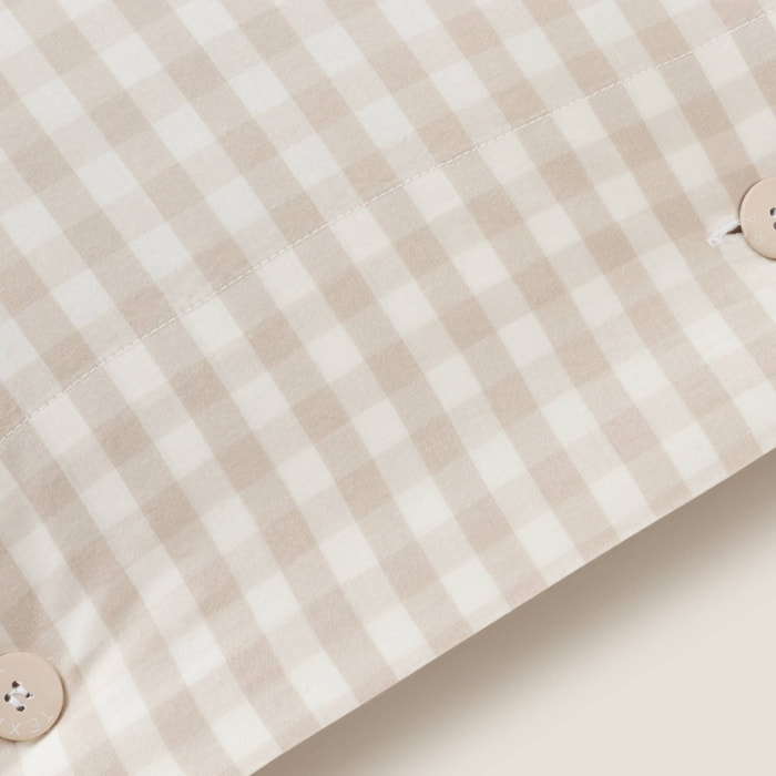 Funda almohada algodón cuadros Kimcuad color gris piedra
