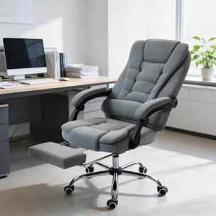 Fauteuil de bureau direction massant chauffant hauteur réglable dossier inclinable tissu gris foncé