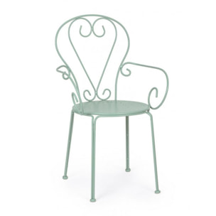 Set di 4 sedie ETIENNE in acciaio verde chiaro impilabili, con braccioli