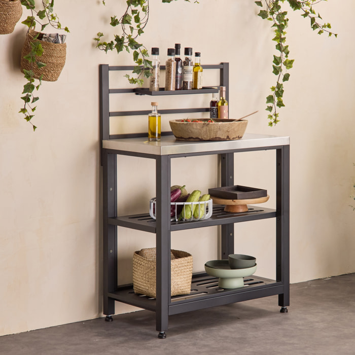 Module de cuisine extérieure acier 2 étagères L80cm GRIMAUD