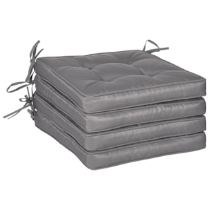 Conjunto de Cojines para Sillas de Comedor 42x42x5 cm Juego de 4 Piezas Cojines para Sillas de Jardín Impermeable con 2 Amarres de Fijación Gris Oscuro