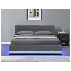 Lit LED avec coffre "Anastasia" - 160 x 200 - Gris foncé