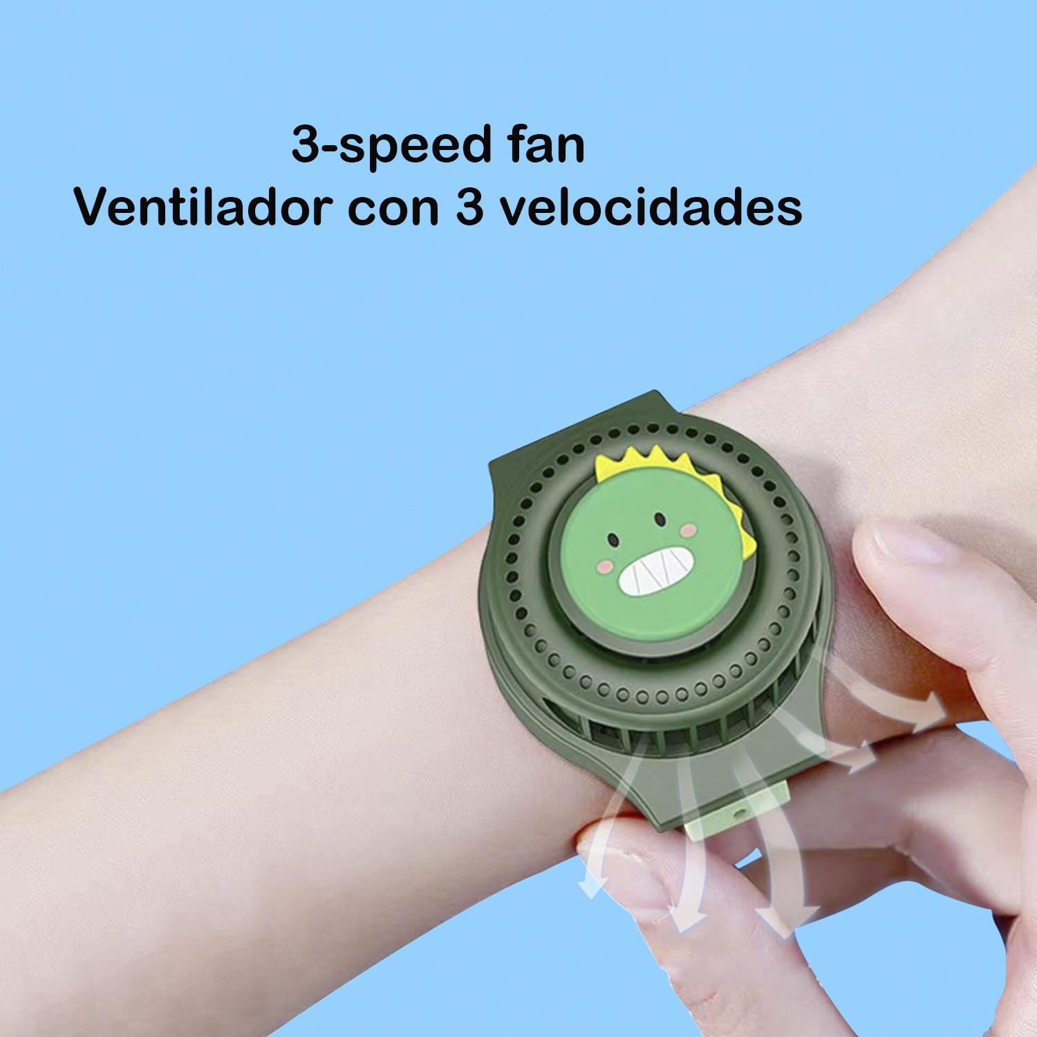 Reloj ventilador portátil con batería de 300mAh. Diseño diablillo. 3 velocidades.