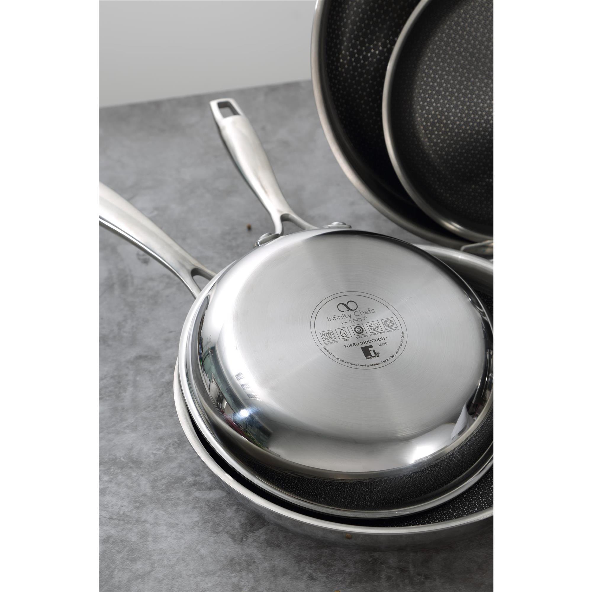Juego de sartén ø24x4,7cm + wok ø28x8cm en acero inoxidable masterpro